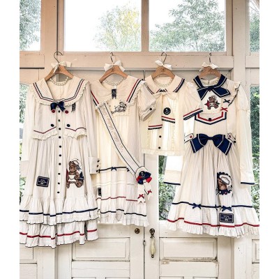 Mademoiselle Pearl Navy Bear Blouses, Skirt and One Piece(Reservation/Full Payment Without Shipping)